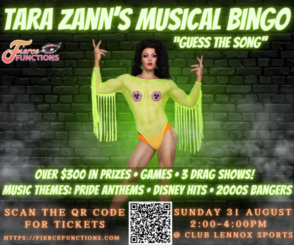 Musical Drag Bingo 31st August Club Lennox Sports